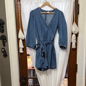 GAP, Blue Denim Wrap Romper. Size 8.